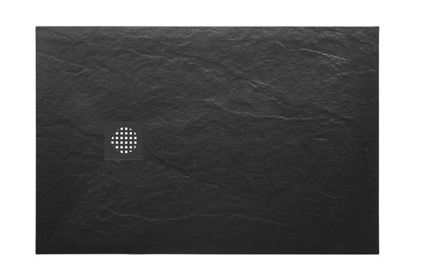 Wiesbaden "Stonea" douchebak antislip composiet 1000 x 1200 x 30 mm inkortbaar Mat-zwart