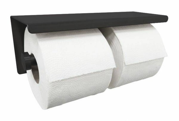 Wiesbaden "Brush" dubbele toiletrolhouder Mat-zwart