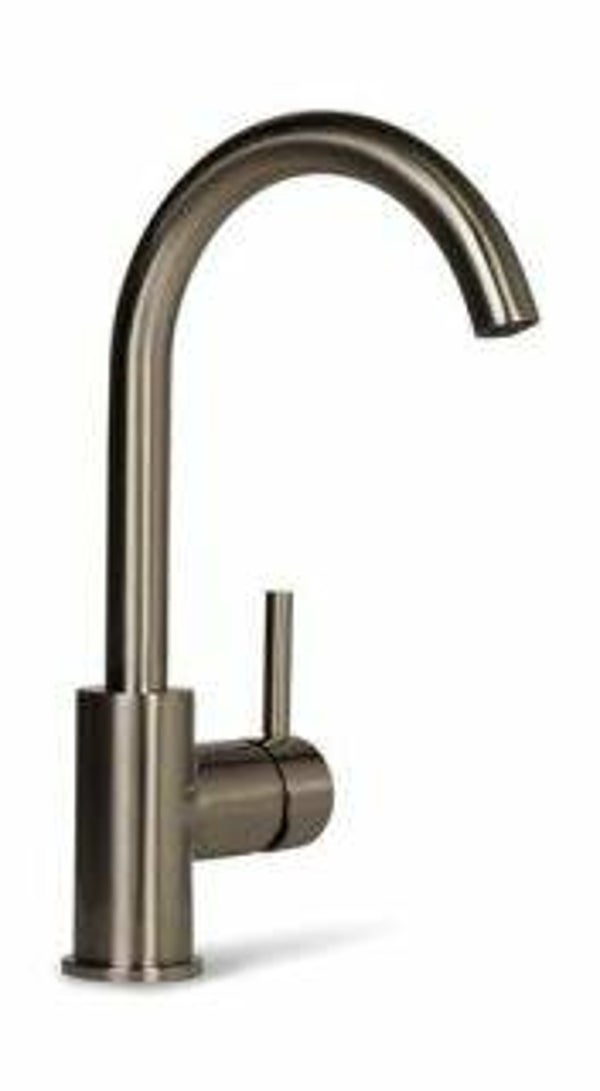 Blue-Label "Brondby" C-uitloop wastafelkraan Geborsteld nikkel