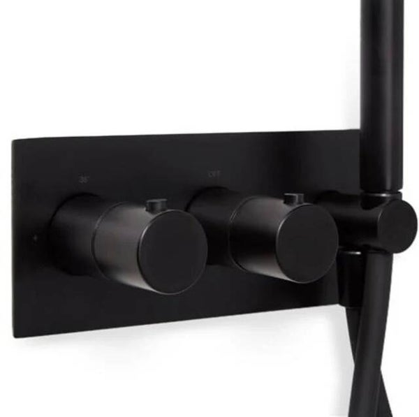 Blue-Label "Brondby" inbouw douchethermostaat met doucheslang en handdouche, incl. inbouwdeel Mat-zwart