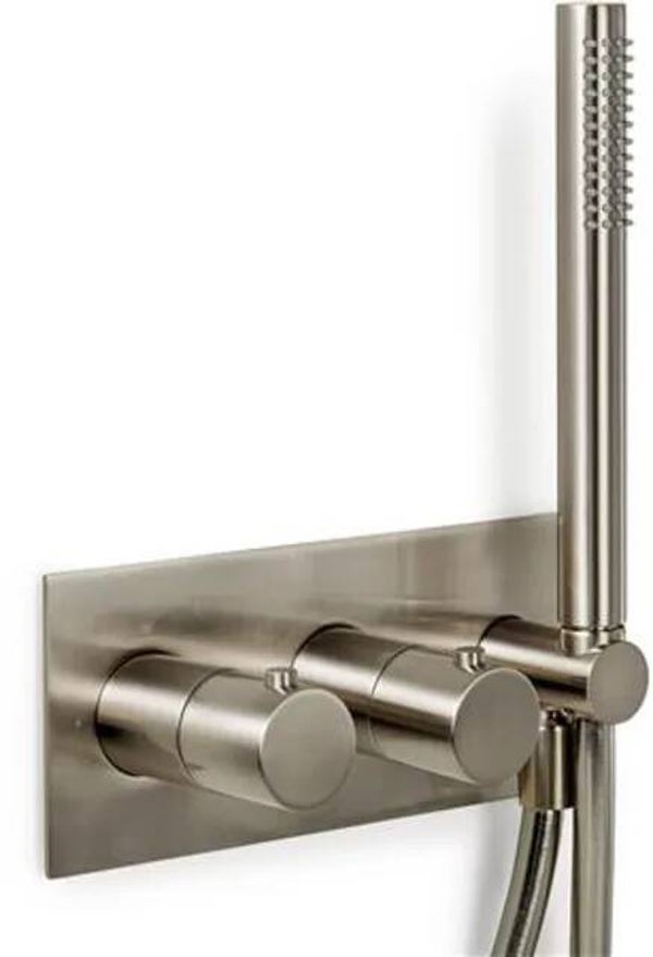 Blue-Label "Brondby" inbouw douchethermostaat met doucheslang en handdouche, incl. inbouwdeel Geborsteld nikkel