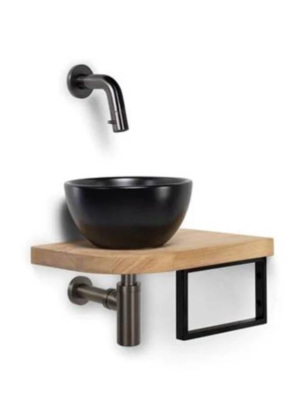 Schiphorst-Sanitair "One-Shelf" fonteincombinatie "Blue-Lille" Mat-zwart/Gunmetal