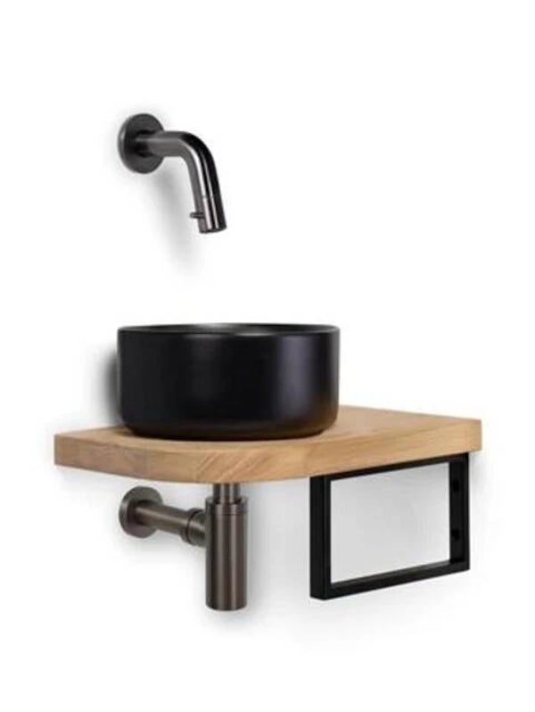 Schiphorst-Sanitair "One-Shelf" fonteincombinatie "Blue-Skov" Mat-zwart/Gunmetal