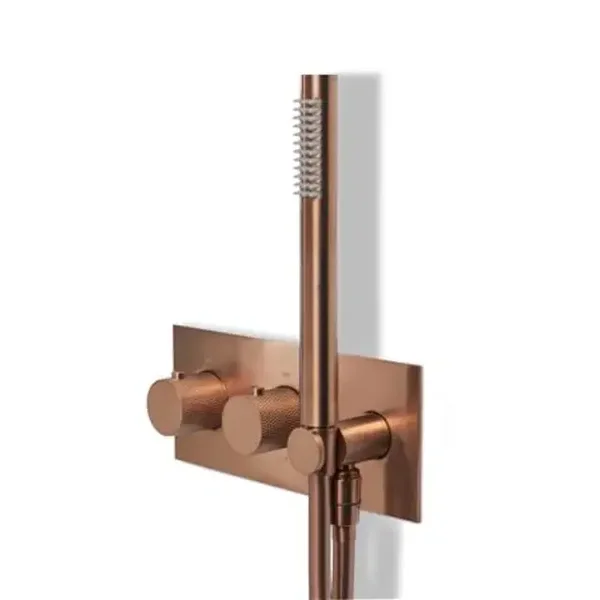 Schiphorst-Sanitair "Blue-Brondby" inbouw douchethermostaat met doucheslang en handdouche, incl. inbouwdeel Geborsteld brons