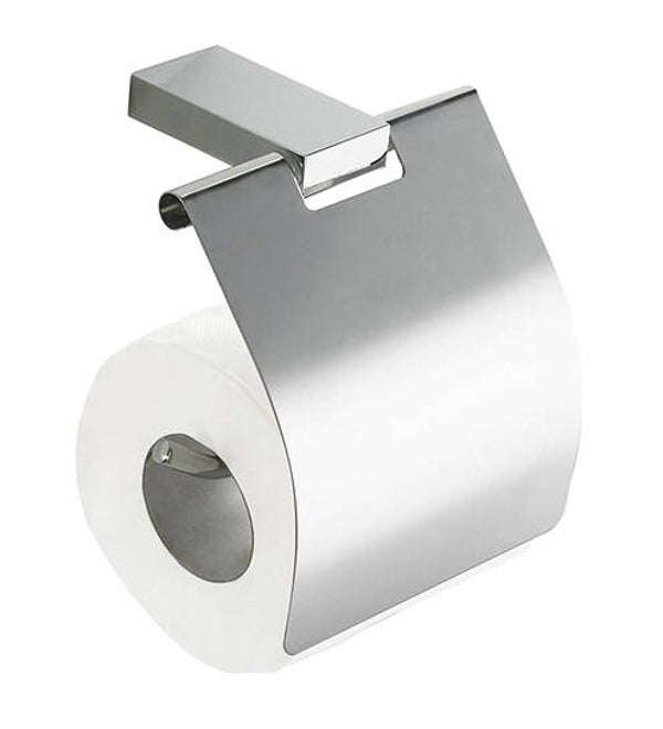 Wiesbaden "Eris" toiletrolhouder met klep Chroom