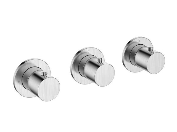 Wiesbaden "Caral" afbouwdeel thermostatische douchekraan met 2 stopkranen Geborsteld staal PVD