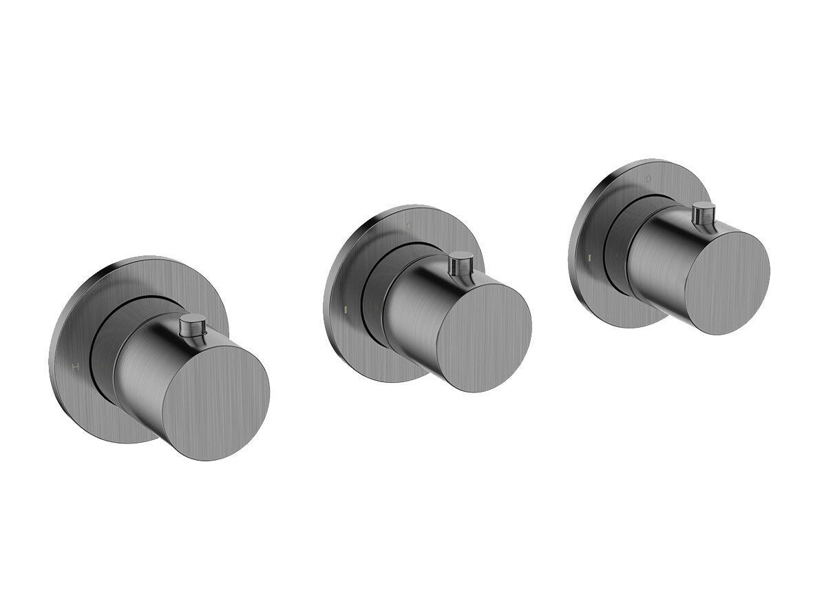 Wiesbaden "Caral" afbouwdeel thermostatische douchekraan met 2 stopkranen Gunmetal PVD