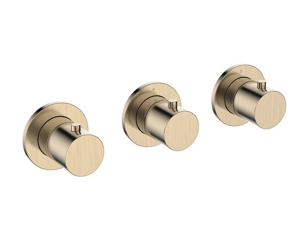 Wiesbaden "Caral" afbouwdeel thermostatische douchekraan met 2 stopkranen Geborsteld messing PVD