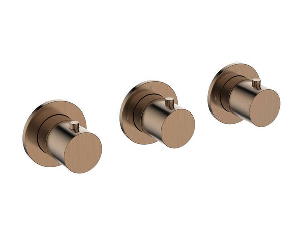 Wiesbaden "Caral" afbouwdeel thermostatische douchekraan met 2 stopkranen Geborsteld brons koper PVD