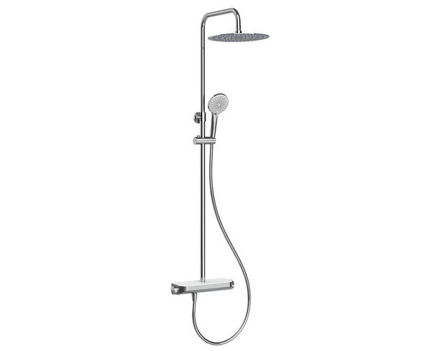 Wiesbaden "Tondell" thermostatische regendoucheset opbouw met planchet Chroom