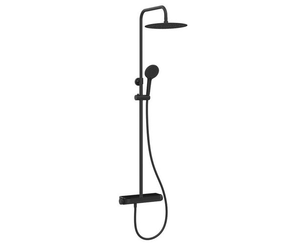 Wiesbaden "Tondell" thermostatische regendoucheset opbouw met planchet Mat-zwart