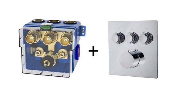 Wiesbaden "One pack-Caral Klik Pro" inbouwthermostaat 3-weg Chroom