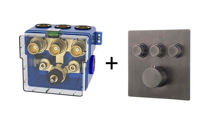 Wiesbaden "One pack-Caral Klik Pro" inbouwthermostaat 3-weg Gunmetal