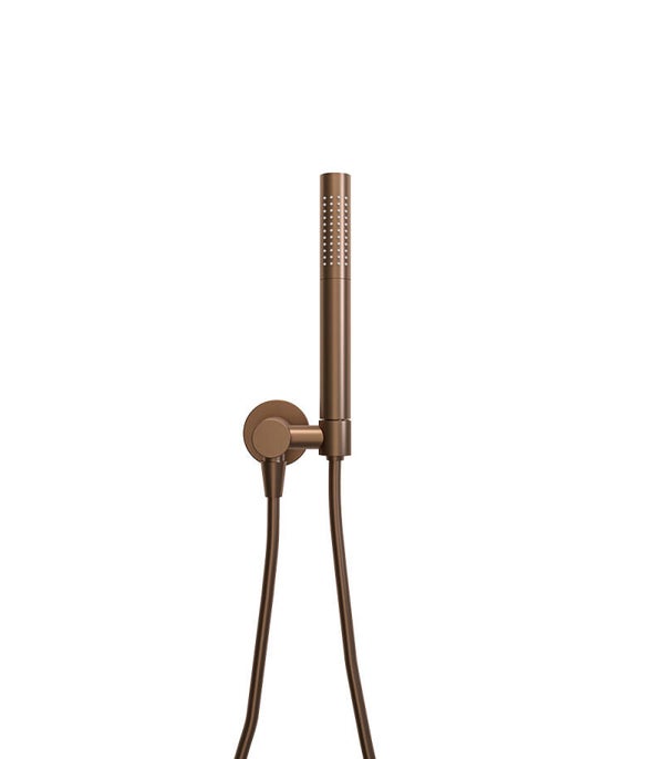 Wiesbaden "UniMatch" handdoucheset met staafhanddouche 1 stand, doucheslang en wandaansluitbocht Geborsteld brons koper