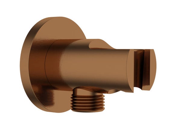 Wiesbaden "Unimatch" doucheaansluiting met handdouchehouder rond 1/2" Geborsteld brons koper