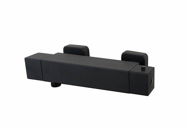 Wiesbaden "Rombo" Eco thermostatische douchemengkraan 15 cm in Mat zwart