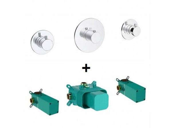 Wiesbaden "One pack-Dreams" thermostatische douchekraan met 2 stopkranen Chroom