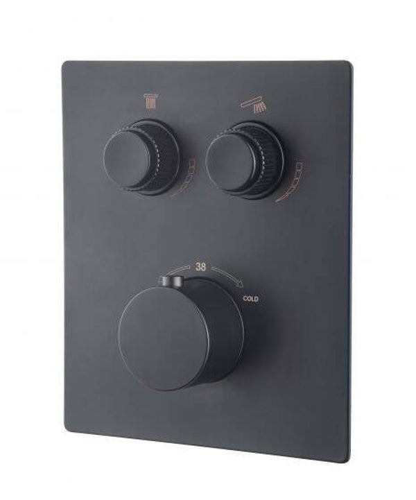 Wiesbaden "Caral-klik" pro afbouwdeel inbouwthermostaat 2 weg Mat-zwart