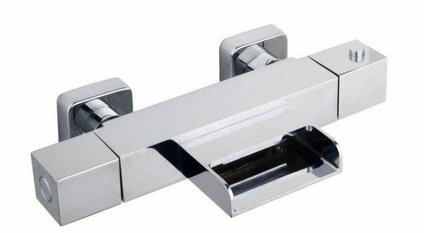 Wiesbaden "Rombo" thermostatische badmengkraan waterval 15 cm Chroom