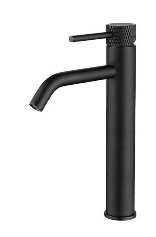 Wiesbaden "Ribbd" XL hoge wastafelmengkraan Mat-zwart