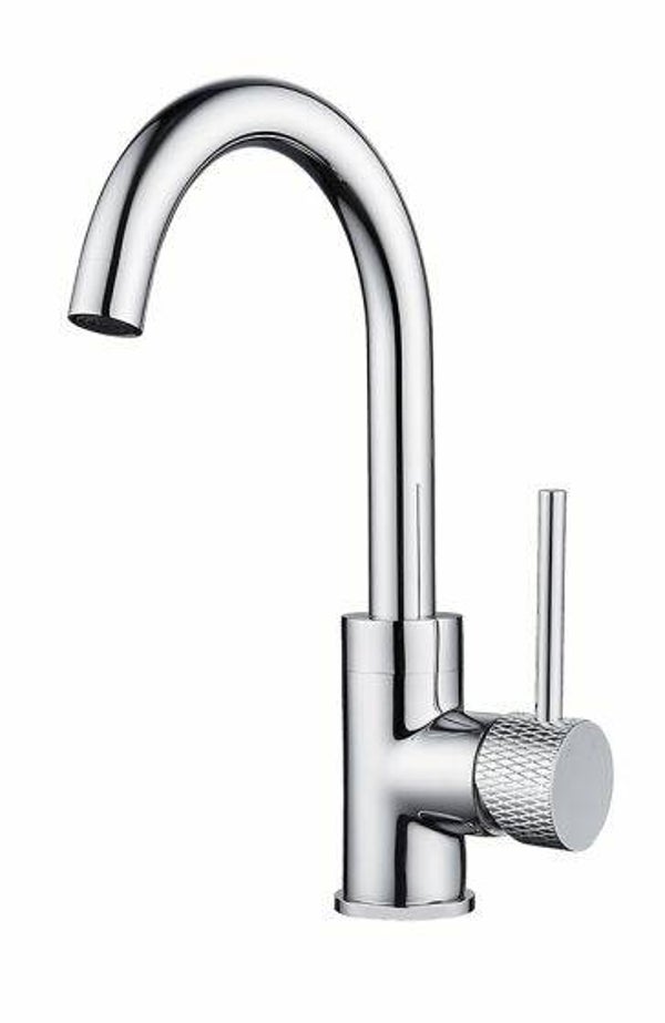 Wiesbaden "Ribbd" wastafelmengkraan met draaibare uitloop Chroom