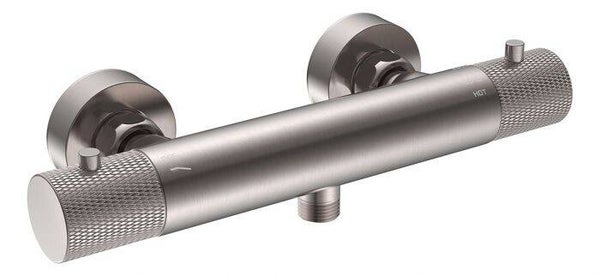 Wiesbaden "Ribbd" thermostatische douchemengkraan hartafstand 15 cm Geborsteld staal