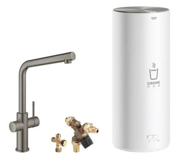 Grohe "Red" 3-in-1 Kraan met L-uitloop L-Size boiler Tapwatersysteem Hard-Graphite-Geborsteld