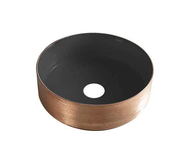 Wiesbaden "Mondri" waskom rond 36 x 36 x 12 cm Mat zwart/Geborsteld brons koper