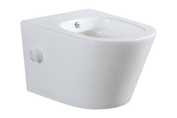 Wiesbaden "Vesta" wandcloset rimless met bidetkraan warm/koud water Mat-wit