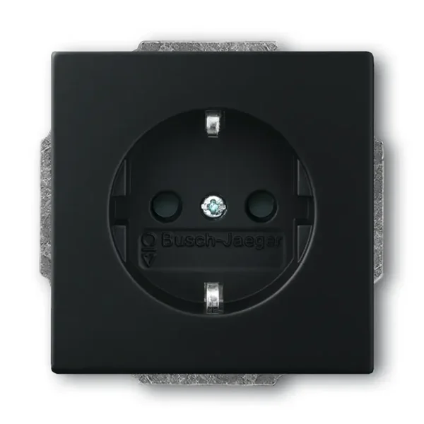 Busch-Jeager "Future Linear" wandcontactdoos met randaarde Mat zwart
