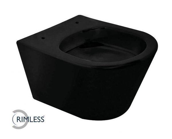 Wiesbaden "Vesta-Junior" rimless wandcloset 47cm zonder zitting. Mat-zwart