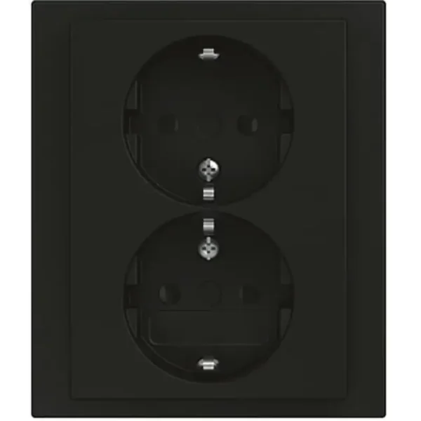 Busch-Jeager "Future Linear" half opbouw dubbele wandcontactdoos met randaarde Mat zwart