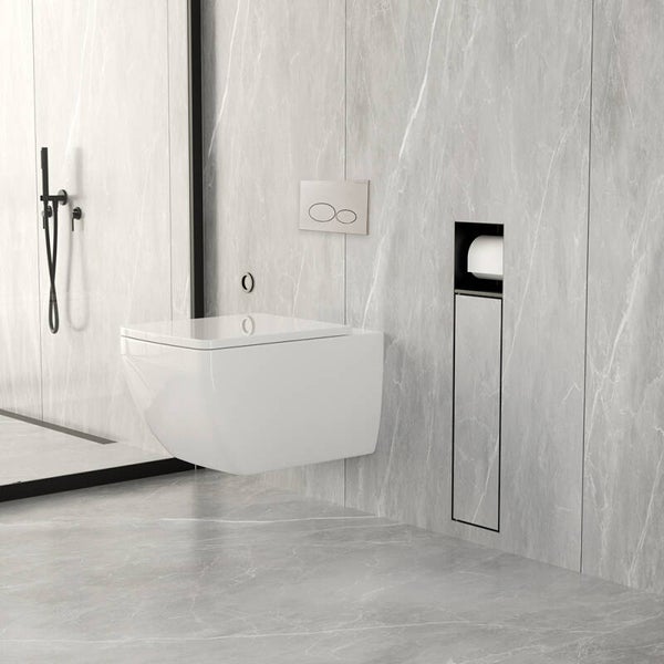 Xellanz "Rocko" toiletrol- en borstelhouder inbouw betegelbaar Mat-zwart