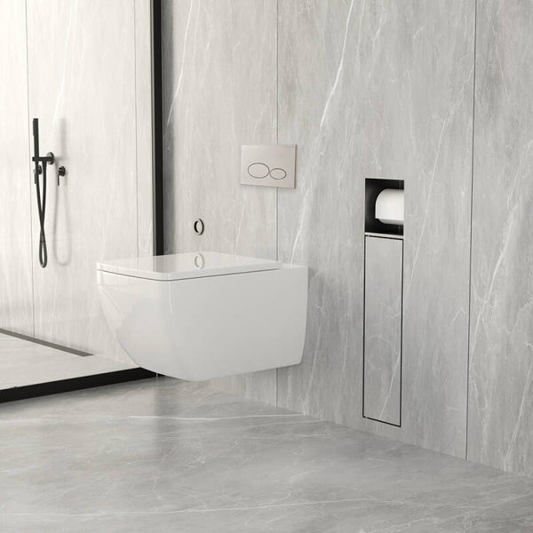 Xellanz "Rocko" toiletrol- en borstelhouder inbouw betegelbaar Gunmetal