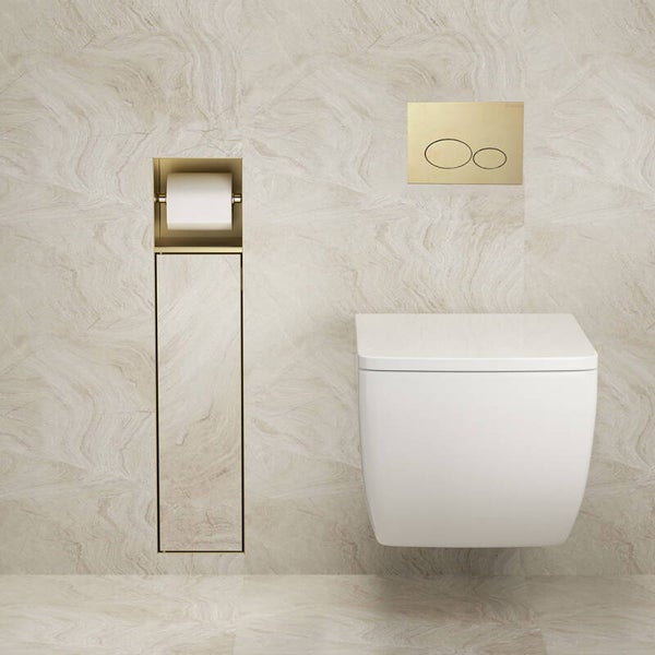 Xellanz "Rocko" toiletrol- en borstelhouder inbouw betegelbaar Geborsteld messing