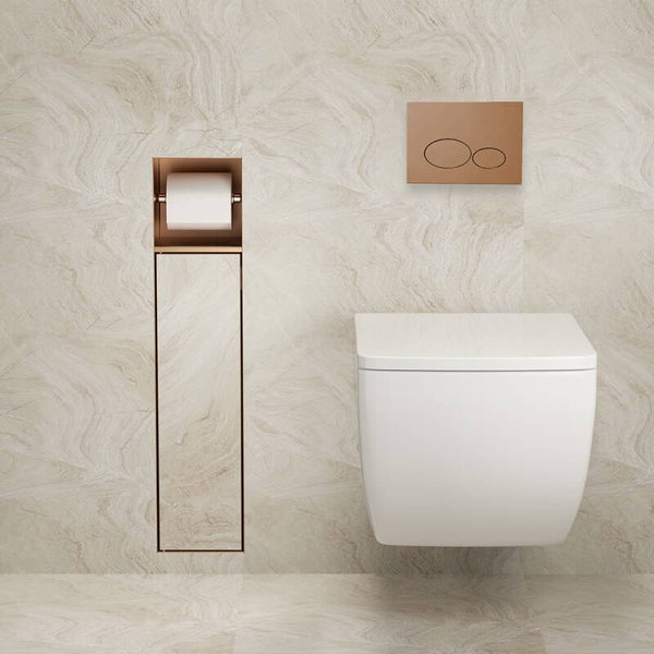 Xellanz "Rocko" toiletrol- en borstelhouder inbouw betegelbaar Geborsteld brons koper