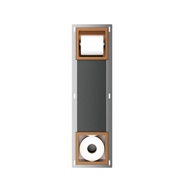 Xellanz "Rocko" toiletrolhouder zonder klep en reserverolhouder inbouw Geborsteld brons koper