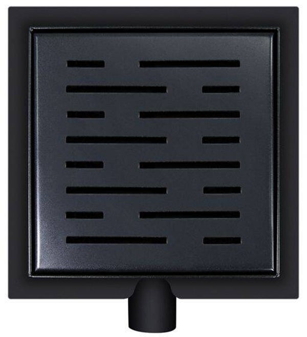 Wiesbaden doucheput met flens en zijuitlaat 15x15 cm Mat zwart