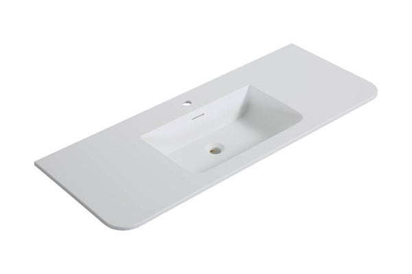 Wiesbaden "Laro wastafel enkel met 1 kraangat ronde hoeken 120 x 48 x 1,5 cm solid surface Mat-wit