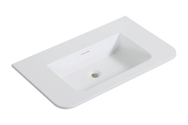 Wiesbaden "Laro wastafel enkel zonder kraangat ronde hoeken 80 x 48 x 1,5 cm solid surface Mat-wit