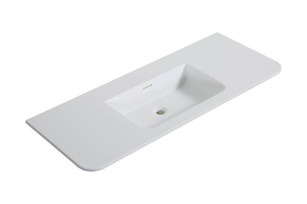 Wiesbaden "Laro wastafel zonder kraangat ronde hoeken 120 x 48 x 1,5 cm solid surface Mat-wit