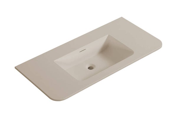 Wiesbaden "Laro wastafel zonder kraangat ronde hoeken 100 x 48 x 1,5 cm solid surface Beige