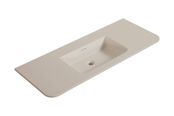 Wiesbaden "Laro wastafel zonder kraangat ronde hoeken 120 x 48 x 1,5 cm solid surface Beige