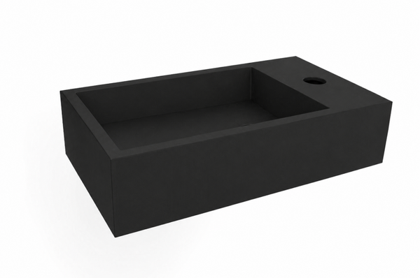 Wiesbaden "Lotte-Rechts" fontein Solid Surface 40 x 22 cm Mat-zwart