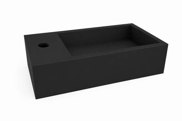 Wiesbaden "Lotte-Links" fontein Solid Surface 40 x 22 cm Mat-zwart