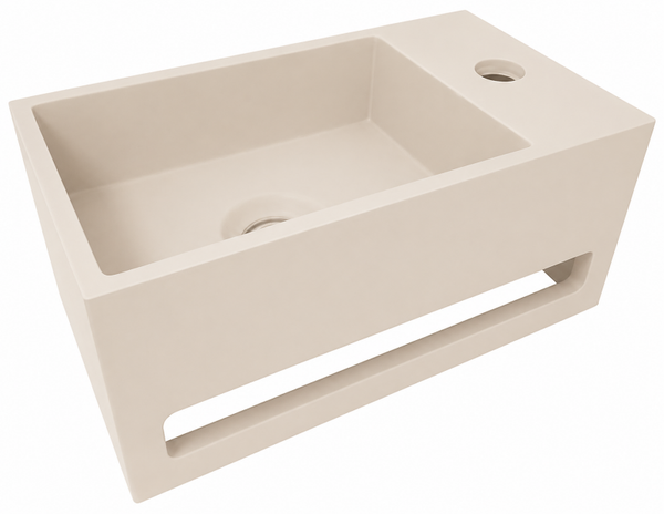 Wiesbaden "Julia-Rechts" fontein incl.handdoekhouder fontein Solid Surface 35 x 20 x 16 cm Beige