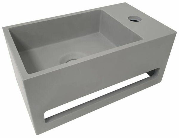 Wiesbaden "Julia-Rechts" fontein incl.handdoekhouder fontein Solid Surface 35 x 20 x 16 cm Betonlook