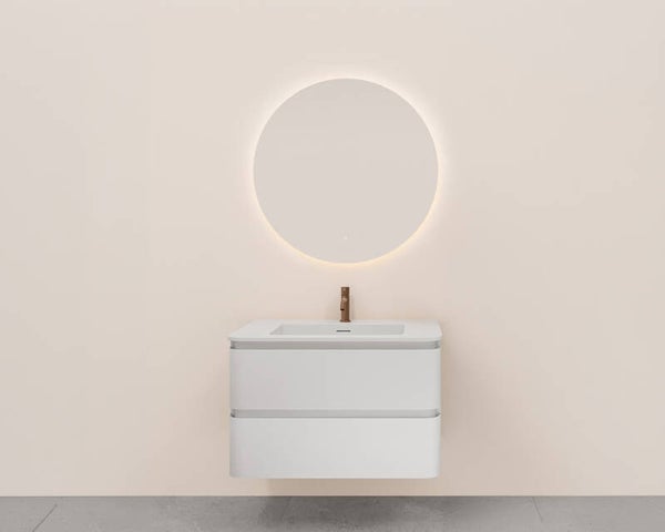 Wiesbaden "Novira" onderkast afgeronde hoeken met 2 laden 1 uitsparing 100 x 48 cm Mat-wit