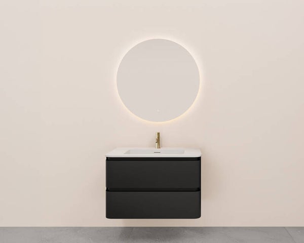 Wiesbaden "Novira" onderkast afgeronde hoeken met 2 laden 1 uitsparing 80 x 48 cm Mat-zwart