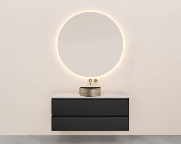 Wiesbaden "Novira" onderkast afgeronde hoeken met 2 laden 1 uitsparing 120 x 48 cm Mat-zwart